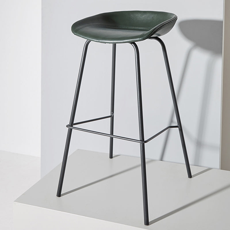 Industrial Iron Distressed Quilted Barstool Indoor Tall Stool with Leather Seat Blackish Green 1 Piece Clearhalo 'Bar Furniture' 'Bar Stools' 'bar_stools' 'furn' 'furn_bar_stools' 'furniture_bar_stools' 'Kitchen & Dining Furniture' 'kitchen&dining_furn' 'kitchen' 'kitchen_furn' Furniture' 4211201