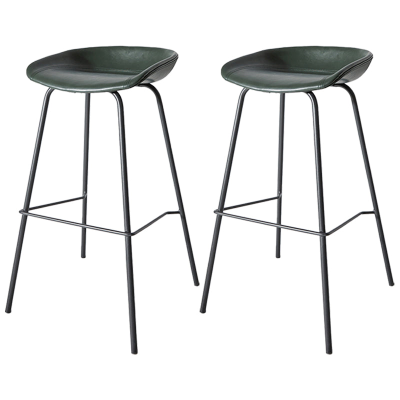 Industrial Iron Distressed Quilted Barstool Indoor Tall Stool with Leather Seat Blackish Green 2 Piece Set Clearhalo 'Bar Furniture' 'Bar Stools' 'bar_stools' 'furn' 'furn_bar_stools' 'furniture_bar_stools' 'Kitchen & Dining Furniture' 'kitchen&dining_furn' 'kitchen' 'kitchen_furn' Furniture' 4211202