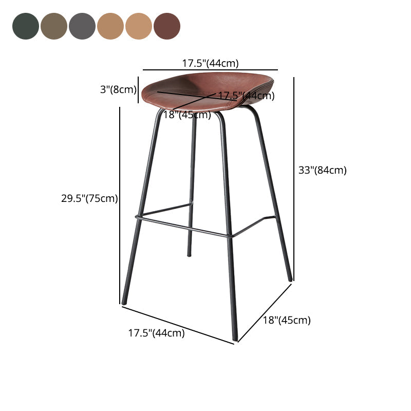 Industrial Iron Distressed Quilted Barstool Indoor Tall Stool with Leather Seat Clearhalo 'Bar Furniture' 'Bar Stools' 'bar_stools' 'furn' 'furn_bar_stools' 'furniture_bar_stools' 'Kitchen & Dining Furniture' 'kitchen&dining_furn' 'kitchen' 'kitchen_furn' Furniture' 4211204