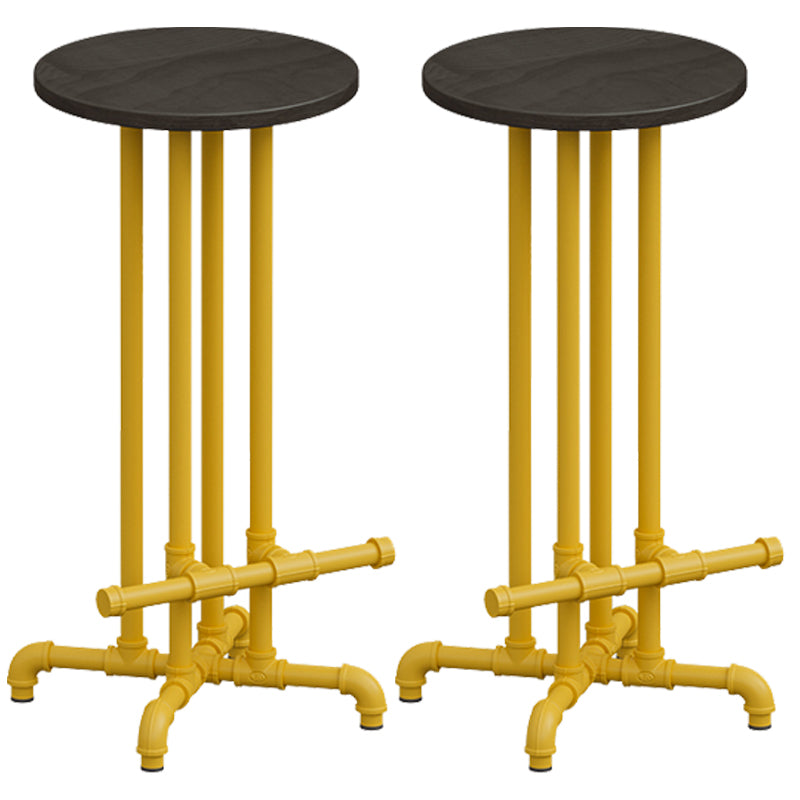 Industrial Yellow Counter Stools Iron Wooden Bar Stools with Footrest (Set of 2) Backless 2 Piece Set Clearhalo 'Bar Furniture' 'Bar Stools' 'bar_stools' 'furn' 'furn_bar_stools' 'furniture_bar_stools' 'Kitchen & Dining Furniture' 'kitchen&dining_furn' 'kitchen' 'kitchen_furn' Furniture' 4211206