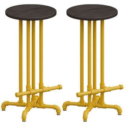 Industrial Yellow Counter Stools Iron Wooden Bar Stools with Footrest (Set of 2) Backless 2 Piece Set Clearhalo 'Bar Furniture' 'Bar Stools' 'bar_stools' 'furn' 'furn_bar_stools' 'furniture_bar_stools' 'Kitchen & Dining Furniture' 'kitchen&dining_furn' 'kitchen' 'kitchen_furn' Furniture' 4211206