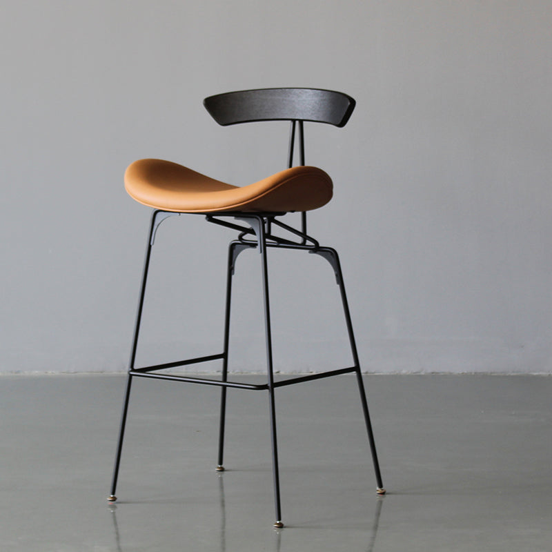 Black Iron Quilted Barstool 25.5" H Industrial Tall Stool with Contoured Seat Clearhalo 'Bar Furniture' 'Bar Stools' 'bar_stools' 'furn' 'furn_bar_stools' 'furniture_bar_stools' 'Kitchen & Dining Furniture' 'kitchen&dining_furn' 'kitchen' 'kitchen_furn' Furniture' 4211227