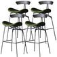 Black Iron Quilted Barstool 25.5" H Industrial Tall Stool with Contoured Seat Green 4 Piece Set Clearhalo 'Bar Furniture' 'Bar Stools' 'bar_stools' 'furn' 'furn_bar_stools' 'furniture_bar_stools' 'Kitchen & Dining Furniture' 'kitchen&dining_furn' 'kitchen' 'kitchen_furn' Furniture' 4211232