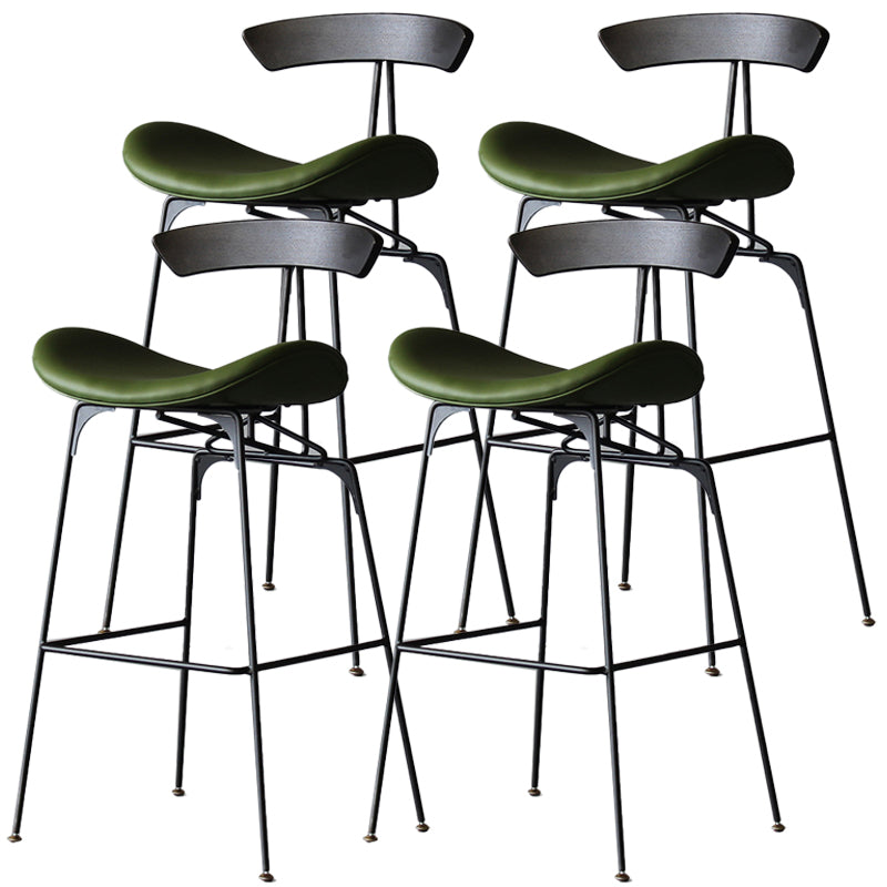 Black Iron Quilted Barstool 25.5" H Industrial Tall Stool with Contoured Seat Green 4 Piece Set Clearhalo 'Bar Furniture' 'Bar Stools' 'bar_stools' 'furn' 'furn_bar_stools' 'furniture_bar_stools' 'Kitchen & Dining Furniture' 'kitchen&dining_furn' 'kitchen' 'kitchen_furn' Furniture' 4211232