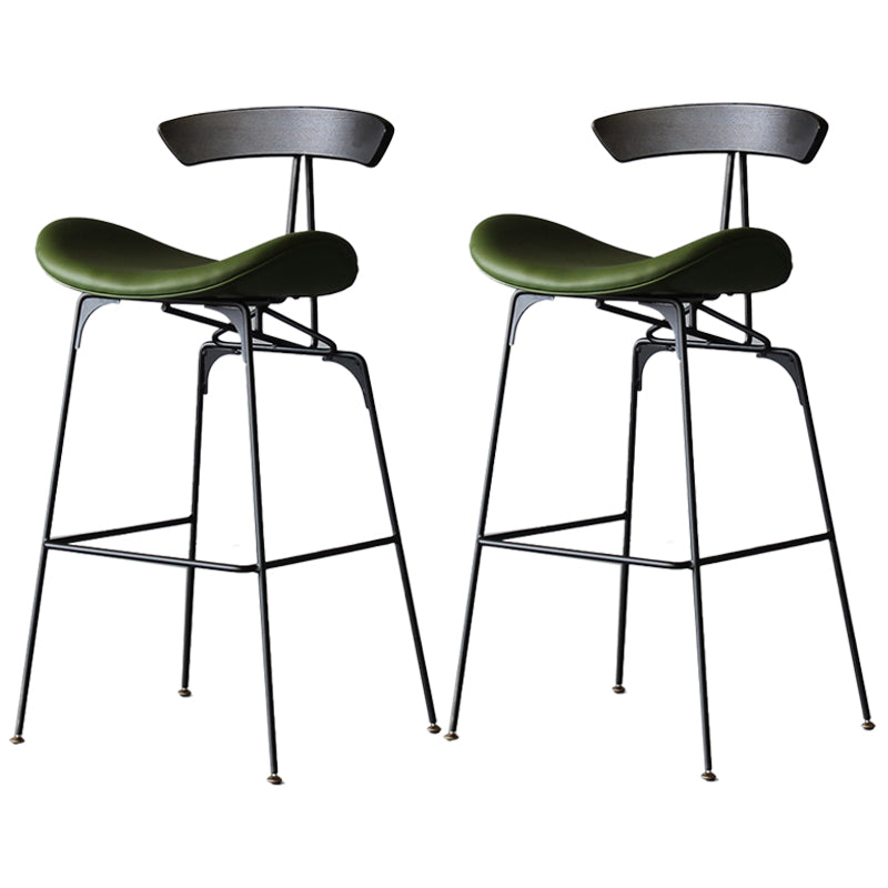 Black Iron Quilted Barstool 25.5" H Industrial Tall Stool with Contoured Seat Green 2 Piece Set Clearhalo 'Bar Furniture' 'Bar Stools' 'bar_stools' 'furn' 'furn_bar_stools' 'furniture_bar_stools' 'Kitchen & Dining Furniture' 'kitchen&dining_furn' 'kitchen' 'kitchen_furn' Furniture' 4211234