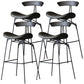 Black Iron Quilted Barstool 25.5" H Industrial Tall Stool with Contoured Seat Dark Gray 4 Piece Set Clearhalo 'Bar Furniture' 'Bar Stools' 'bar_stools' 'furn' 'furn_bar_stools' 'furniture_bar_stools' 'Kitchen & Dining Furniture' 'kitchen&dining_furn' 'kitchen' 'kitchen_furn' Furniture' 4211236