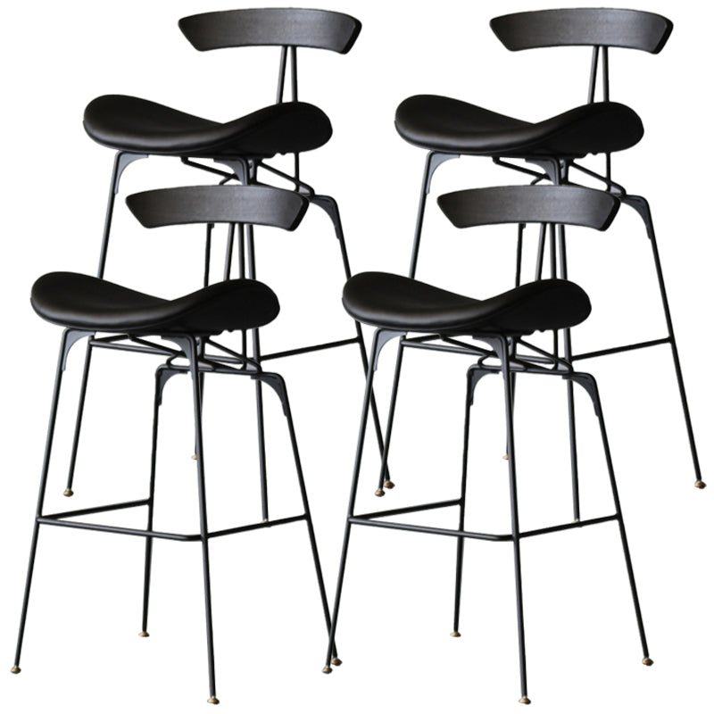 Black Iron Quilted Barstool 25.5" H Industrial Tall Stool with Contoured Seat Black 4 Piece Set Clearhalo 'Bar Furniture' 'Bar Stools' 'bar_stools' 'furn' 'furn_bar_stools' 'furniture_bar_stools' 'Kitchen & Dining Furniture' 'kitchen&dining_furn' 'kitchen' 'kitchen_furn' Furniture' 4211239
