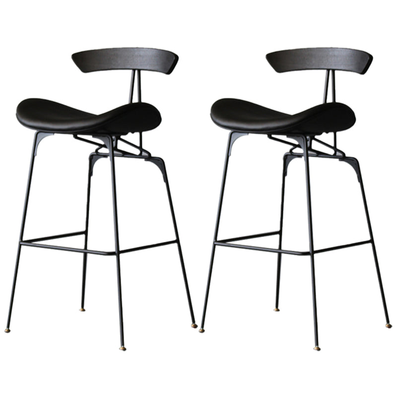 Black Iron Quilted Barstool 25.5" H Industrial Tall Stool with Contoured Seat Black 2 Piece Set Clearhalo 'Bar Furniture' 'Bar Stools' 'bar_stools' 'furn' 'furn_bar_stools' 'furniture_bar_stools' 'Kitchen & Dining Furniture' 'kitchen&dining_furn' 'kitchen' 'kitchen_furn' Furniture' 4211241