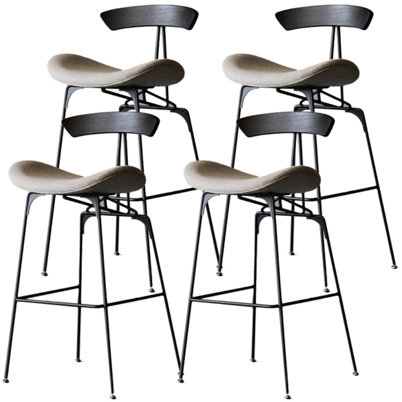 Black Iron Quilted Barstool 25.5" H Industrial Tall Stool with Contoured Seat Light Gray 4 Piece Set Clearhalo 'Bar Furniture' 'Bar Stools' 'bar_stools' 'furn' 'furn_bar_stools' 'furniture_bar_stools' 'Kitchen & Dining Furniture' 'kitchen&dining_furn' 'kitchen' 'kitchen_furn' Furniture' 4211243