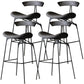 Black Iron Quilted Barstool 25.5" H Industrial Tall Stool with Contoured Seat Grey 4 Piece Set Clearhalo 'Bar Furniture' 'Bar Stools' 'bar_stools' 'furn' 'furn_bar_stools' 'furniture_bar_stools' 'Kitchen & Dining Furniture' 'kitchen&dining_furn' 'kitchen' 'kitchen_furn' Furniture' 4211247