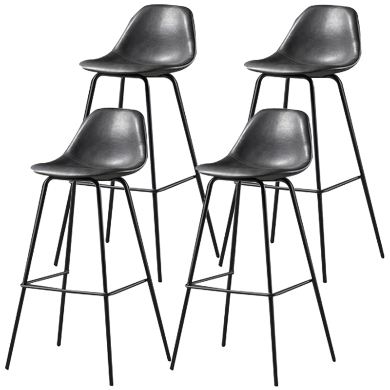 Black Metal Bar Stool Scandinavian Low Back Bristol Counter Stool with Bucket Seat Dark Gray 4 Piece Set Clearhalo 'Bar Furniture' 'Bar Stools' 'bar_stools' 'furn' 'furn_bar_stools' 'furniture_bar_stools' 'Kitchen & Dining Furniture' 'kitchen&dining_furn' 'kitchen' 'kitchen_furn' Furniture' 4211252