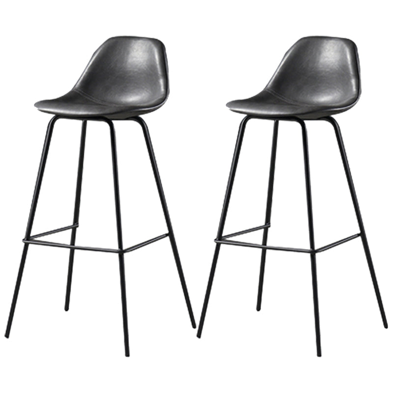 Black Metal Bar Stool Scandinavian Low Back Bristol Counter Stool with Bucket Seat Dark Gray 2 Piece Set Clearhalo 'Bar Furniture' 'Bar Stools' 'bar_stools' 'furn' 'furn_bar_stools' 'furniture_bar_stools' 'Kitchen & Dining Furniture' 'kitchen&dining_furn' 'kitchen' 'kitchen_furn' Furniture' 4211256