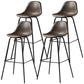 Black Metal Bar Stool Scandinavian Low Back Bristol Counter Stool with Bucket Seat Brown 4 Piece Set Clearhalo 'Bar Furniture' 'Bar Stools' 'bar_stools' 'furn' 'furn_bar_stools' 'furniture_bar_stools' 'Kitchen & Dining Furniture' 'kitchen&dining_furn' 'kitchen' 'kitchen_furn' Furniture' 4211263
