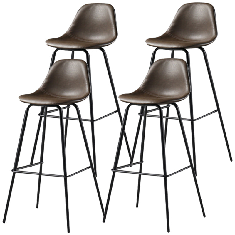 Black Metal Bar Stool Scandinavian Low Back Bristol Counter Stool with Bucket Seat Brown 4 Piece Set Clearhalo 'Bar Furniture' 'Bar Stools' 'bar_stools' 'furn' 'furn_bar_stools' 'furniture_bar_stools' 'Kitchen & Dining Furniture' 'kitchen&dining_furn' 'kitchen' 'kitchen_furn' Furniture' 4211263