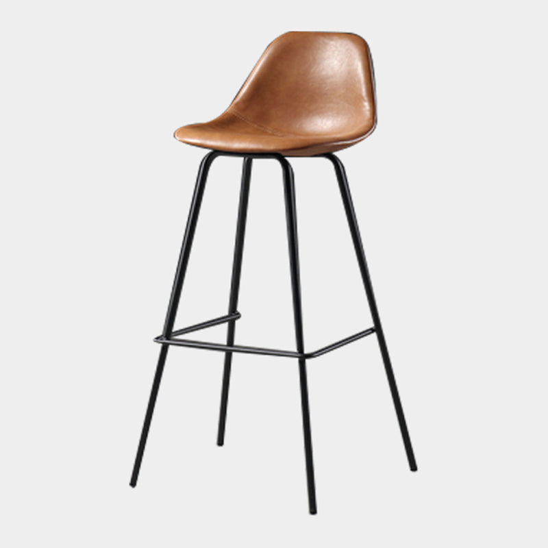 Black Metal Bar Stool Scandinavian Low Back Bristol Counter Stool with Bucket Seat Brown 1 Piece Clearhalo 'Bar Furniture' 'Bar Stools' 'bar_stools' 'furn' 'furn_bar_stools' 'furniture_bar_stools' 'Kitchen & Dining Furniture' 'kitchen&dining_furn' 'kitchen' 'kitchen_furn' Furniture' 4211271