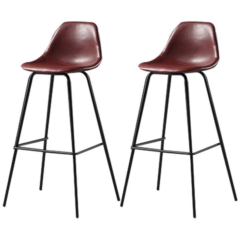 Black Metal Bar Stool Scandinavian Low Back Bristol Counter Stool with Bucket Seat Burgundy 2 Piece Set Clearhalo 'Bar Furniture' 'Bar Stools' 'bar_stools' 'furn' 'furn_bar_stools' 'furniture_bar_stools' 'Kitchen & Dining Furniture' 'kitchen&dining_furn' 'kitchen' 'kitchen_furn' Furniture' 4211275