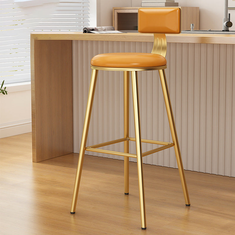 Industrial Style Metal Bar Stool Round Seat Counter Stool for Kitchen Bar Yellow Gold Clearhalo 'Bar Furniture' 'Bar Stools' 'bar_stools' 'furn' 'furn_bar_stools' 'furniture_bar_stools' 'Kitchen & Dining Furniture' 'kitchen&dining_furn' 'kitchen' 'kitchen_furn' Furniture' 4211279