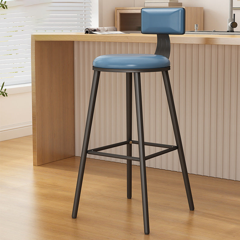 Industrial Style Metal Bar Stool Round Seat Counter Stool for Kitchen Bar Blue Black Clearhalo 'Bar Furniture' 'Bar Stools' 'bar_stools' 'furn' 'furn_bar_stools' 'furniture_bar_stools' 'Kitchen & Dining Furniture' 'kitchen&dining_furn' 'kitchen' 'kitchen_furn' Furniture' 4211281