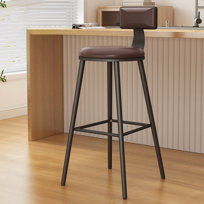 Industrial Style Metal Bar Stool Round Seat Counter Stool for Kitchen Bar Brown Black Clearhalo 'Bar Furniture' 'Bar Stools' 'bar_stools' 'furn' 'furn_bar_stools' 'furniture_bar_stools' 'Kitchen & Dining Furniture' 'kitchen&dining_furn' 'kitchen' 'kitchen_furn' Furniture' 4211283