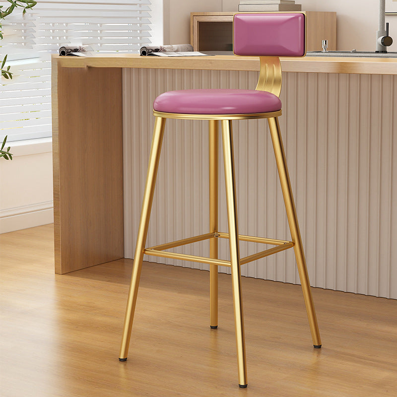 Industrial Style Metal Bar Stool Round Seat Counter Stool for Kitchen Bar Pink Gold Clearhalo 'Bar Furniture' 'Bar Stools' 'bar_stools' 'furn' 'furn_bar_stools' 'furniture_bar_stools' 'Kitchen & Dining Furniture' 'kitchen&dining_furn' 'kitchen' 'kitchen_furn' Furniture' 4211288