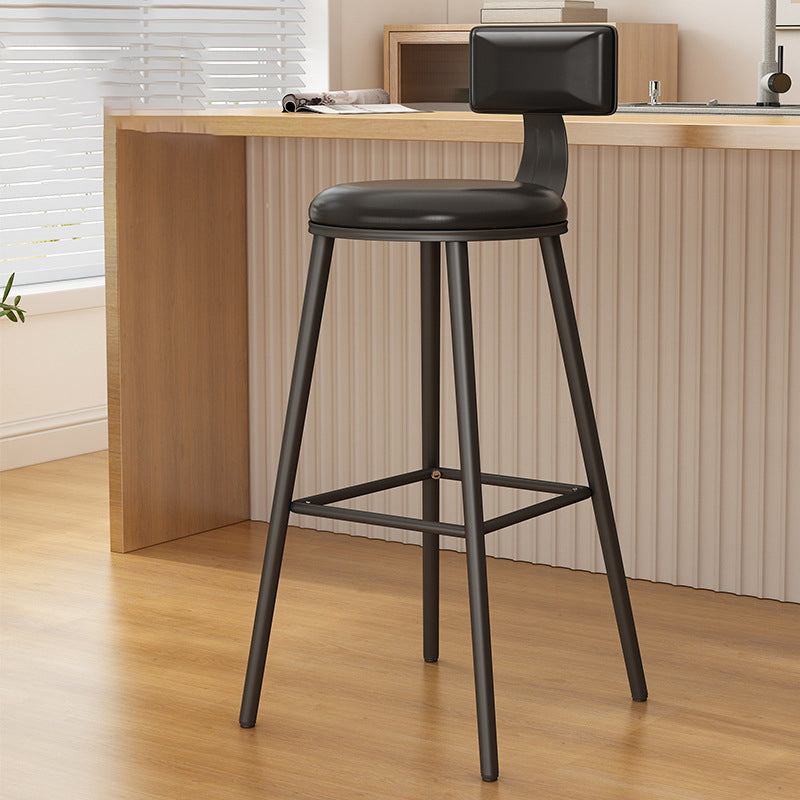 Industrial Style Metal Bar Stool Round Seat Counter Stool for Kitchen Bar Black Black Clearhalo 'Bar Furniture' 'Bar Stools' 'bar_stools' 'furn' 'furn_bar_stools' 'furniture_bar_stools' 'Kitchen & Dining Furniture' 'kitchen&dining_furn' 'kitchen' 'kitchen_furn' Furniture' 4211291
