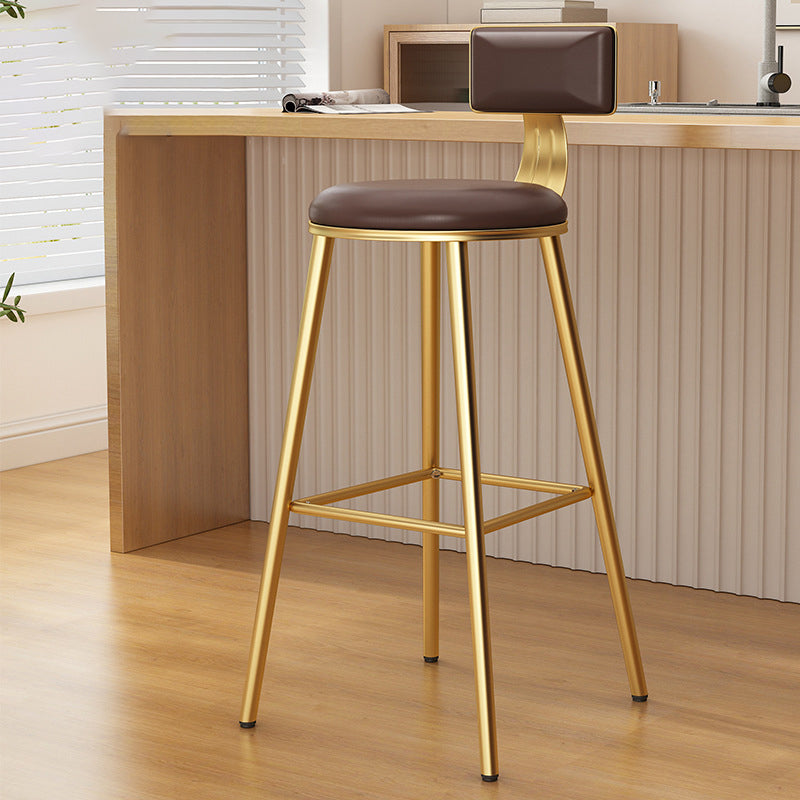 Industrial Style Metal Bar Stool Round Seat Counter Stool for Kitchen Bar Brown Gold Clearhalo 'Bar Furniture' 'Bar Stools' 'bar_stools' 'furn' 'furn_bar_stools' 'furniture_bar_stools' 'Kitchen & Dining Furniture' 'kitchen&dining_furn' 'kitchen' 'kitchen_furn' Furniture' 4211293