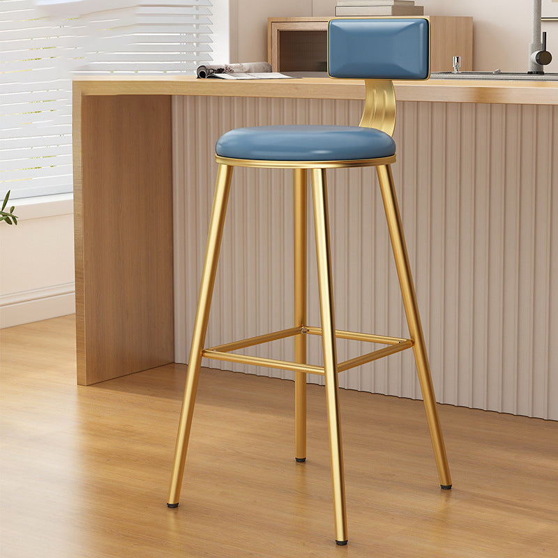 Industrial Style Metal Bar Stool Round Seat Counter Stool for Kitchen Bar Blue Gold Clearhalo 'Bar Furniture' 'Bar Stools' 'bar_stools' 'furn' 'furn_bar_stools' 'furniture_bar_stools' 'Kitchen & Dining Furniture' 'kitchen&dining_furn' 'kitchen' 'kitchen_furn' Furniture' 4211295