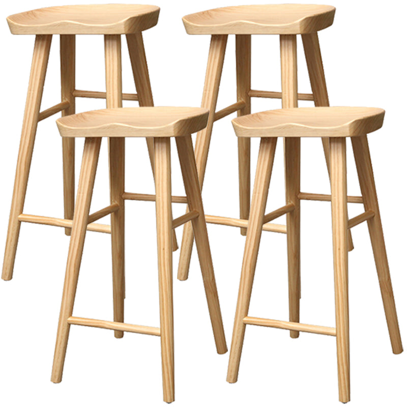 Industrial Style Wooden Bar Stool Contoured Seat Counter Stool for Kitchen Bar Wood 4 Piece Set Clearhalo 'Bar Furniture' 'Bar Stools' 'bar_stools' 'furn' 'furn_bar_stools' 'furniture_bar_stools' 'Kitchen & Dining Furniture' 'kitchen&dining_furn' 'kitchen' 'kitchen_furn' Furniture' 4211375