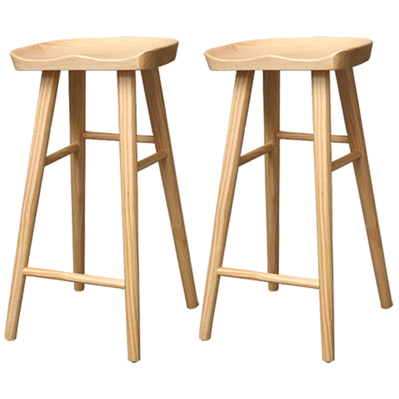 Industrial Style Wooden Bar Stool Contoured Seat Counter Stool for Kitchen Bar Wood 2 Piece Set Clearhalo 'Bar Furniture' 'Bar Stools' 'bar_stools' 'furn' 'furn_bar_stools' 'furniture_bar_stools' 'Kitchen & Dining Furniture' 'kitchen&dining_furn' 'kitchen' 'kitchen_furn' Furniture' 4211379