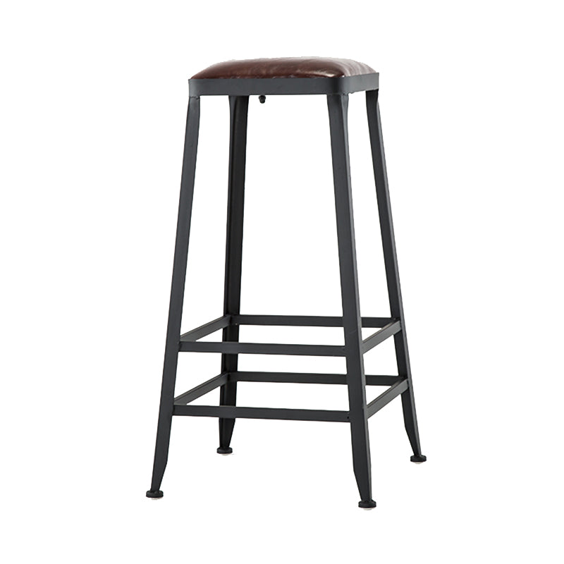 Industrial Style Square Leather Seat with Metal Legs Counter Stool for Kitchen Bar Backless 1 Piece Bar Stool(30"H) Clearhalo 'Bar Furniture' 'Bar Stools' 'bar_stools' 'furn' 'furn_bar_stools' 'furniture_bar_stools' 'Kitchen & Dining Furniture' 'kitchen&dining_furn' 'kitchen' 'kitchen_furn' Furniture' 4211390