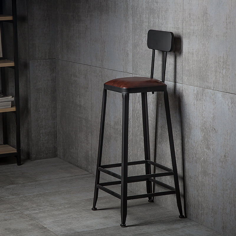 Industrial Style Square Leather Seat with Metal Legs Counter Stool for Kitchen Bar Clearhalo 'Bar Furniture' 'Bar Stools' 'bar_stools' 'furn' 'furn_bar_stools' 'furniture_bar_stools' 'Kitchen & Dining Furniture' 'kitchen&dining_furn' 'kitchen' 'kitchen_furn' Furniture' 4211391