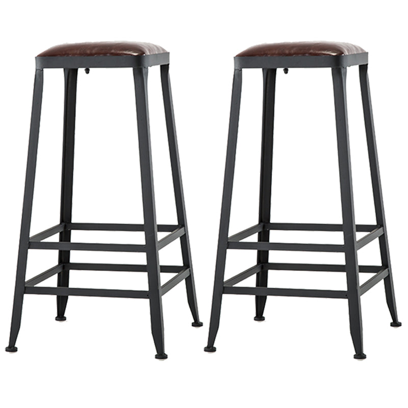 Industrial Style Square Leather Seat with Metal Legs Counter Stool for Kitchen Bar Backless 2 Piece Set Bar Stool(30"H) Clearhalo 'Bar Furniture' 'Bar Stools' 'bar_stools' 'furn' 'furn_bar_stools' 'furniture_bar_stools' 'Kitchen & Dining Furniture' 'kitchen&dining_furn' 'kitchen' 'kitchen_furn' Furniture' 4211392