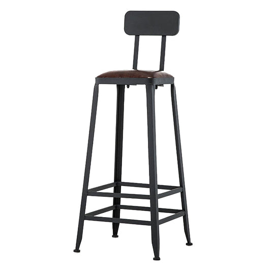 Industrial Style Square Leather Seat with Metal Legs Counter Stool for Kitchen Bar Clearhalo 'Bar Furniture' 'Bar Stools' 'bar_stools' 'furn' 'furn_bar_stools' 'furniture_bar_stools' 'Kitchen & Dining Furniture' 'kitchen&dining_furn' 'kitchen' 'kitchen_furn' Furniture' 4211396