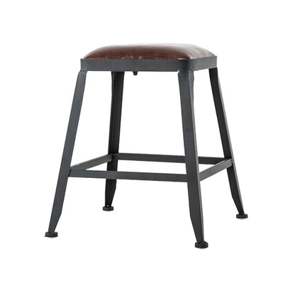 Industrial Style Square Leather Seat with Metal Legs Counter Stool for Kitchen Bar Backless 1 Piece Short Stool(18"H) Clearhalo 'Bar Furniture' 'Bar Stools' 'bar_stools' 'furn' 'furn_bar_stools' 'furniture_bar_stools' 'Kitchen & Dining Furniture' 'kitchen&dining_furn' 'kitchen' 'kitchen_furn' Furniture' 4211397