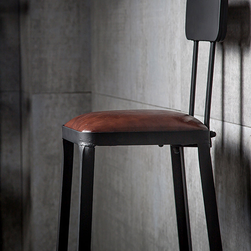 Industrial Style Square Leather Seat with Metal Legs Counter Stool for Kitchen Bar Clearhalo 'Bar Furniture' 'Bar Stools' 'bar_stools' 'furn' 'furn_bar_stools' 'furniture_bar_stools' 'Kitchen & Dining Furniture' 'kitchen&dining_furn' 'kitchen' 'kitchen_furn' Furniture' 4211398