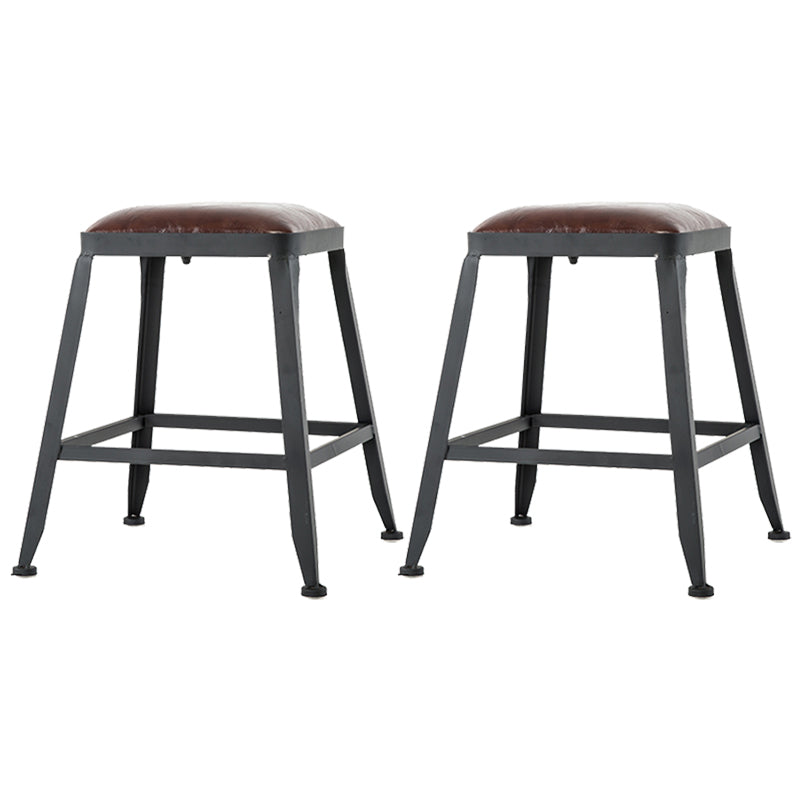 Industrial Style Square Leather Seat with Metal Legs Counter Stool for Kitchen Bar Backless 2 Piece Set Short Stool(18"H) Clearhalo 'Bar Furniture' 'Bar Stools' 'bar_stools' 'furn' 'furn_bar_stools' 'furniture_bar_stools' 'Kitchen & Dining Furniture' 'kitchen&dining_furn' 'kitchen' 'kitchen_furn' Furniture' 4211399