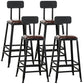 Industrial Style Square Leather Seat with Metal Legs Counter Stool for Kitchen Bar With Back 4 Piece Set Counter Stool(26"H) Clearhalo 'Bar Furniture' 'Bar Stools' 'bar_stools' 'furn' 'furn_bar_stools' 'furniture_bar_stools' 'Kitchen & Dining Furniture' 'kitchen&dining_furn' 'kitchen' 'kitchen_furn' Furniture' 4211401