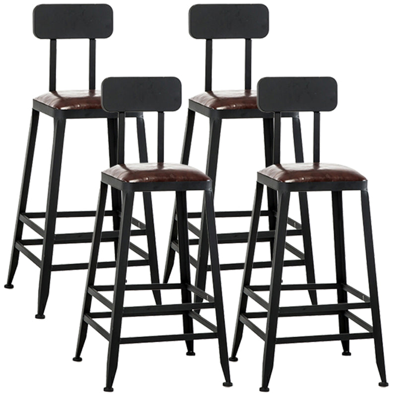 Industrial Style Square Leather Seat with Metal Legs Counter Stool for Kitchen Bar With Back 4 Piece Set Counter Stool(26"H) Clearhalo 'Bar Furniture' 'Bar Stools' 'bar_stools' 'furn' 'furn_bar_stools' 'furniture_bar_stools' 'Kitchen & Dining Furniture' 'kitchen&dining_furn' 'kitchen' 'kitchen_furn' Furniture' 4211401