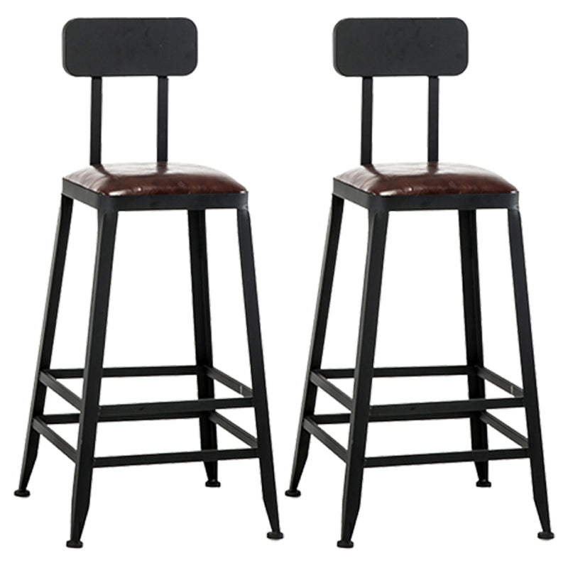 Industrial Style Square Leather Seat with Metal Legs Counter Stool for Kitchen Bar With Back 2 Piece Set Counter Stool(26"H) Clearhalo 'Bar Furniture' 'Bar Stools' 'bar_stools' 'furn' 'furn_bar_stools' 'furniture_bar_stools' 'Kitchen & Dining Furniture' 'kitchen&dining_furn' 'kitchen' 'kitchen_furn' Furniture' 4211405