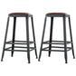 Industrial Style Square Leather Seat with Metal Legs Counter Stool for Kitchen Bar Backless 2 Piece Set Counter Stool(26"H) Clearhalo 'Bar Furniture' 'Bar Stools' 'bar_stools' 'furn' 'furn_bar_stools' 'furniture_bar_stools' 'Kitchen & Dining Furniture' 'kitchen&dining_furn' 'kitchen' 'kitchen_furn' Furniture' 4211408