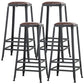 Industrial Style Square Leather Seat with Metal Legs Counter Stool for Kitchen Bar Backless 4 Piece Set Bar Stool(31"H) Clearhalo 'Bar Furniture' 'Bar Stools' 'bar_stools' 'furn' 'furn_bar_stools' 'furniture_bar_stools' 'Kitchen & Dining Furniture' 'kitchen&dining_furn' 'kitchen' 'kitchen_furn' Furniture' 4211409