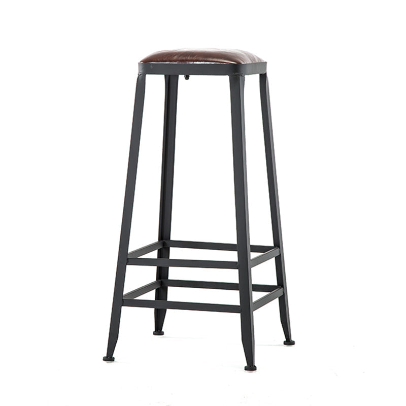 Industrial Style Square Leather Seat with Metal Legs Counter Stool for Kitchen Bar Backless 1 Piece Bar Stool(31"H) Clearhalo 'Bar Furniture' 'Bar Stools' 'bar_stools' 'furn' 'furn_bar_stools' 'furniture_bar_stools' 'Kitchen & Dining Furniture' 'kitchen&dining_furn' 'kitchen' 'kitchen_furn' Furniture' 4211410