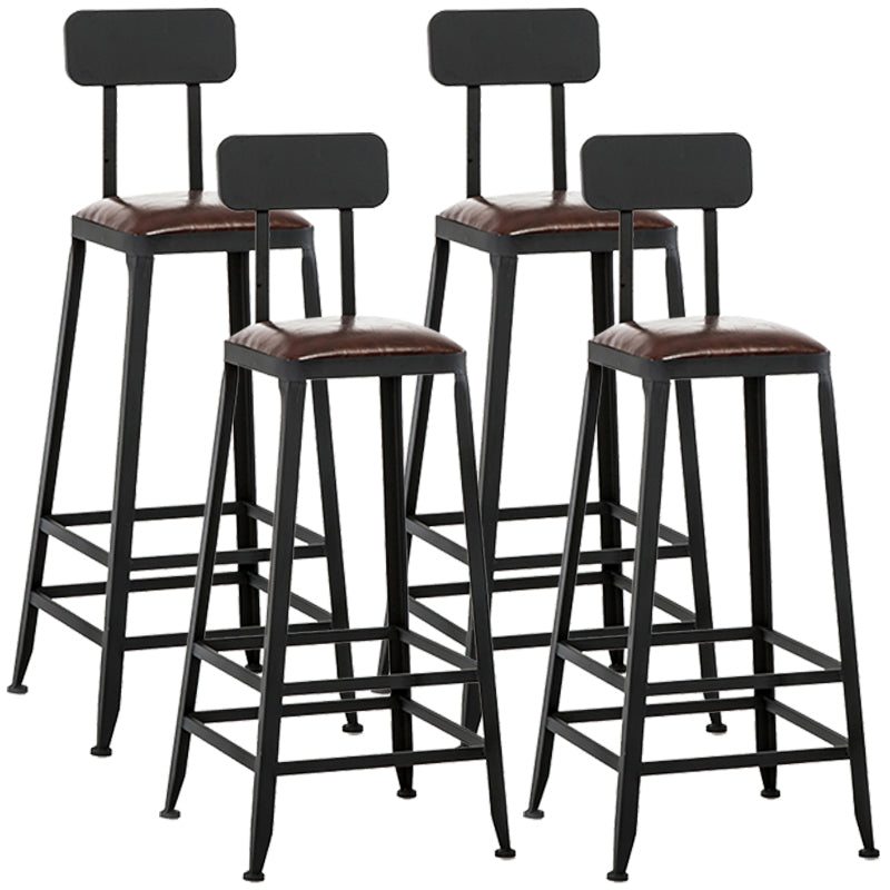 Industrial Style Square Leather Seat with Metal Legs Counter Stool for Kitchen Bar With Back 4 Piece Set Bar Stool(30"H) Clearhalo 'Bar Furniture' 'Bar Stools' 'bar_stools' 'furn' 'furn_bar_stools' 'furniture_bar_stools' 'Kitchen & Dining Furniture' 'kitchen&dining_furn' 'kitchen' 'kitchen_furn' Furniture' 4211412