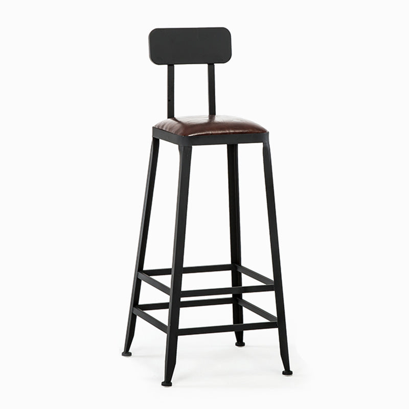 Industrial Style Square Leather Seat with Metal Legs Counter Stool for Kitchen Bar With Back 1 Piece Bar Stool(30"H) Clearhalo 'Bar Furniture' 'Bar Stools' 'bar_stools' 'furn' 'furn_bar_stools' 'furniture_bar_stools' 'Kitchen & Dining Furniture' 'kitchen&dining_furn' 'kitchen' 'kitchen_furn' Furniture' 4211413