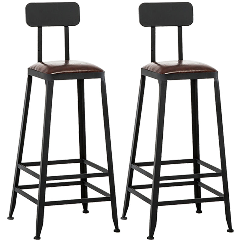 Industrial Style Square Leather Seat with Metal Legs Counter Stool for Kitchen Bar With Back 2 Piece Set Bar Stool(30"H) Clearhalo 'Bar Furniture' 'Bar Stools' 'bar_stools' 'furn' 'furn_bar_stools' 'furniture_bar_stools' 'Kitchen & Dining Furniture' 'kitchen&dining_furn' 'kitchen' 'kitchen_furn' Furniture' 4211414