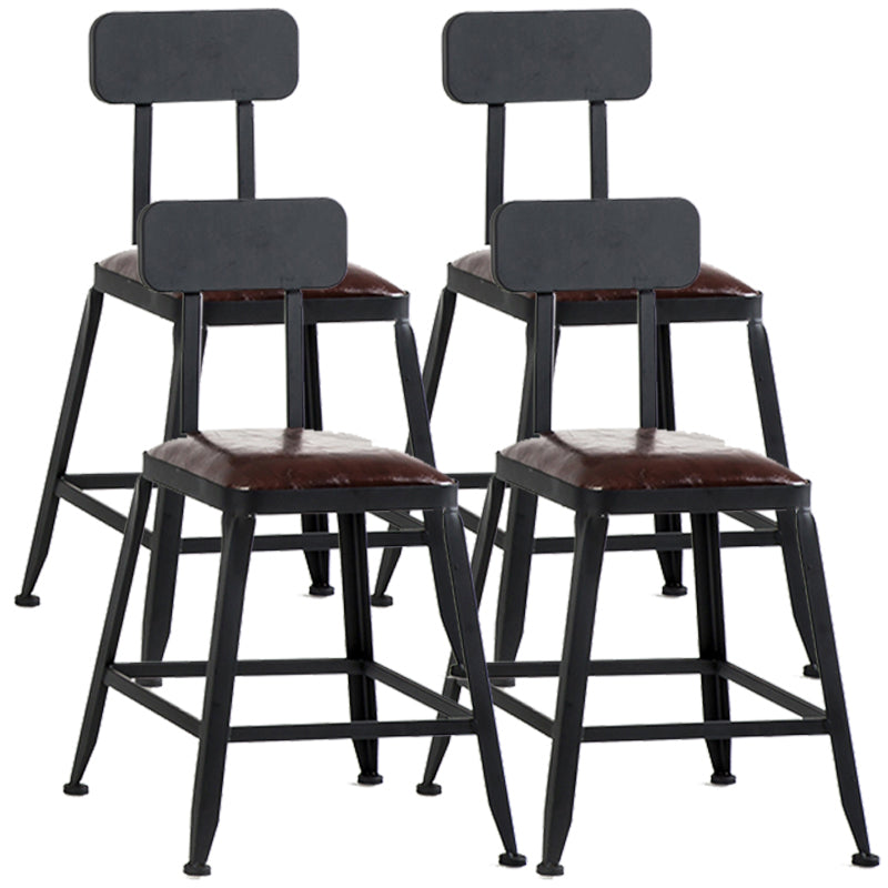Industrial Style Square Leather Seat with Metal Legs Counter Stool for Kitchen Bar With Back 4 Piece Set Short Stool(18"H) Clearhalo 'Bar Furniture' 'Bar Stools' 'bar_stools' 'furn' 'furn_bar_stools' 'furniture_bar_stools' 'Kitchen & Dining Furniture' 'kitchen&dining_furn' 'kitchen' 'kitchen_furn' Furniture' 4211415