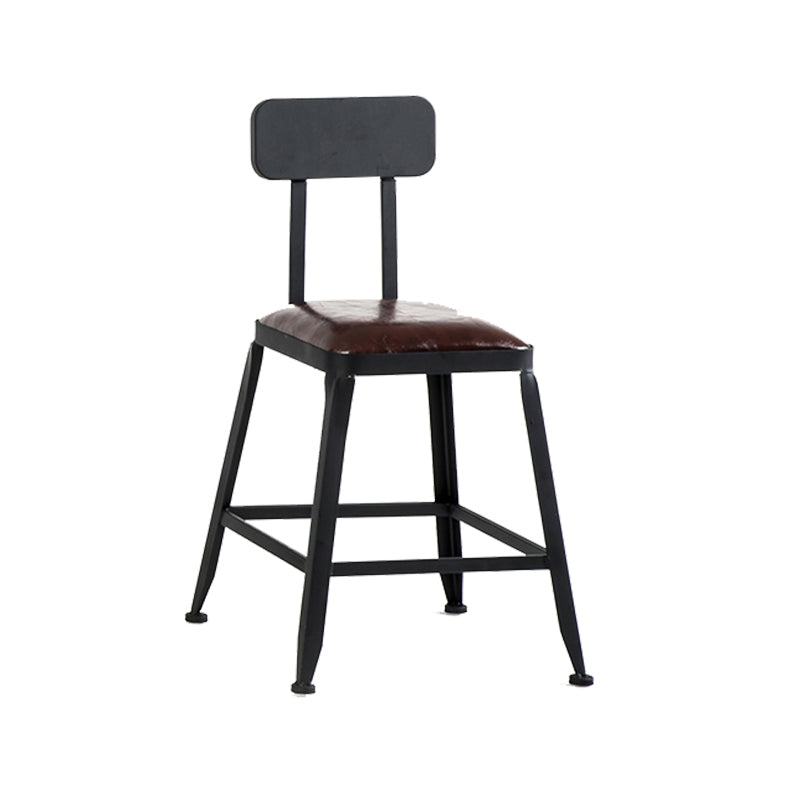 Industrial Style Square Leather Seat with Metal Legs Counter Stool for Kitchen Bar With Back 1 Piece Short Stool(18"H) Clearhalo 'Bar Furniture' 'Bar Stools' 'bar_stools' 'furn' 'furn_bar_stools' 'furniture_bar_stools' 'Kitchen & Dining Furniture' 'kitchen&dining_furn' 'kitchen' 'kitchen_furn' Furniture' 4211416