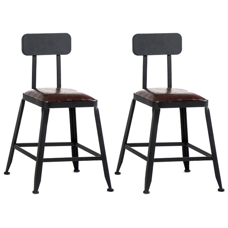 Industrial Style Square Leather Seat with Metal Legs Counter Stool for Kitchen Bar With Back 2 Piece Set Short Stool(18"H) Clearhalo 'Bar Furniture' 'Bar Stools' 'bar_stools' 'furn' 'furn_bar_stools' 'furniture_bar_stools' 'Kitchen & Dining Furniture' 'kitchen&dining_furn' 'kitchen' 'kitchen_furn' Furniture' 4211417