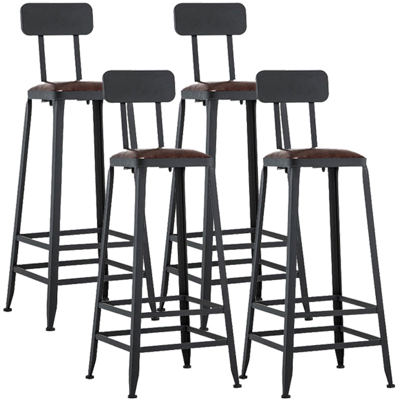 Industrial Style Square Leather Seat with Metal Legs Counter Stool for Kitchen Bar With Back 4 Piece Set Bar Stool(31"H) Clearhalo 'Bar Furniture' 'Bar Stools' 'bar_stools' 'furn' 'furn_bar_stools' 'furniture_bar_stools' 'Kitchen & Dining Furniture' 'kitchen&dining_furn' 'kitchen' 'kitchen_furn' Furniture' 4211418