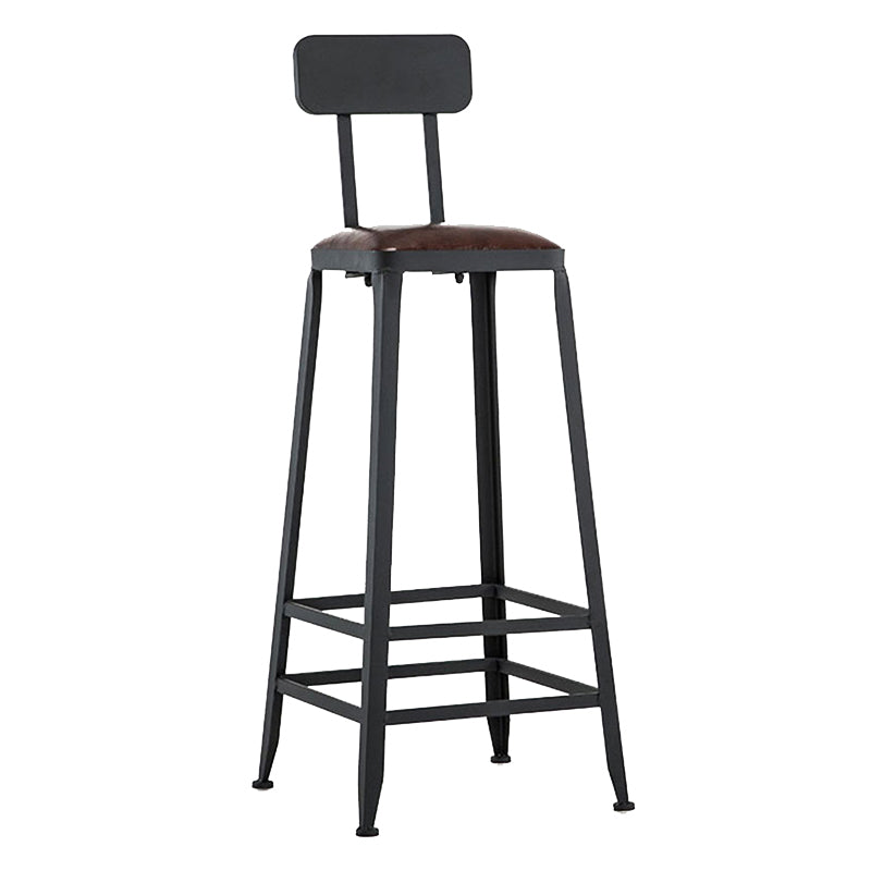 Industrial Style Square Leather Seat with Metal Legs Counter Stool for Kitchen Bar With Back 1 Piece Bar Stool(31"H) Clearhalo 'Bar Furniture' 'Bar Stools' 'bar_stools' 'furn' 'furn_bar_stools' 'furniture_bar_stools' 'Kitchen & Dining Furniture' 'kitchen&dining_furn' 'kitchen' 'kitchen_furn' Furniture' 4211419